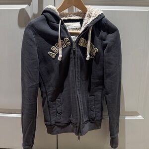 Abercrombie Gray Full-zip Hoodie with Sherpa Lining